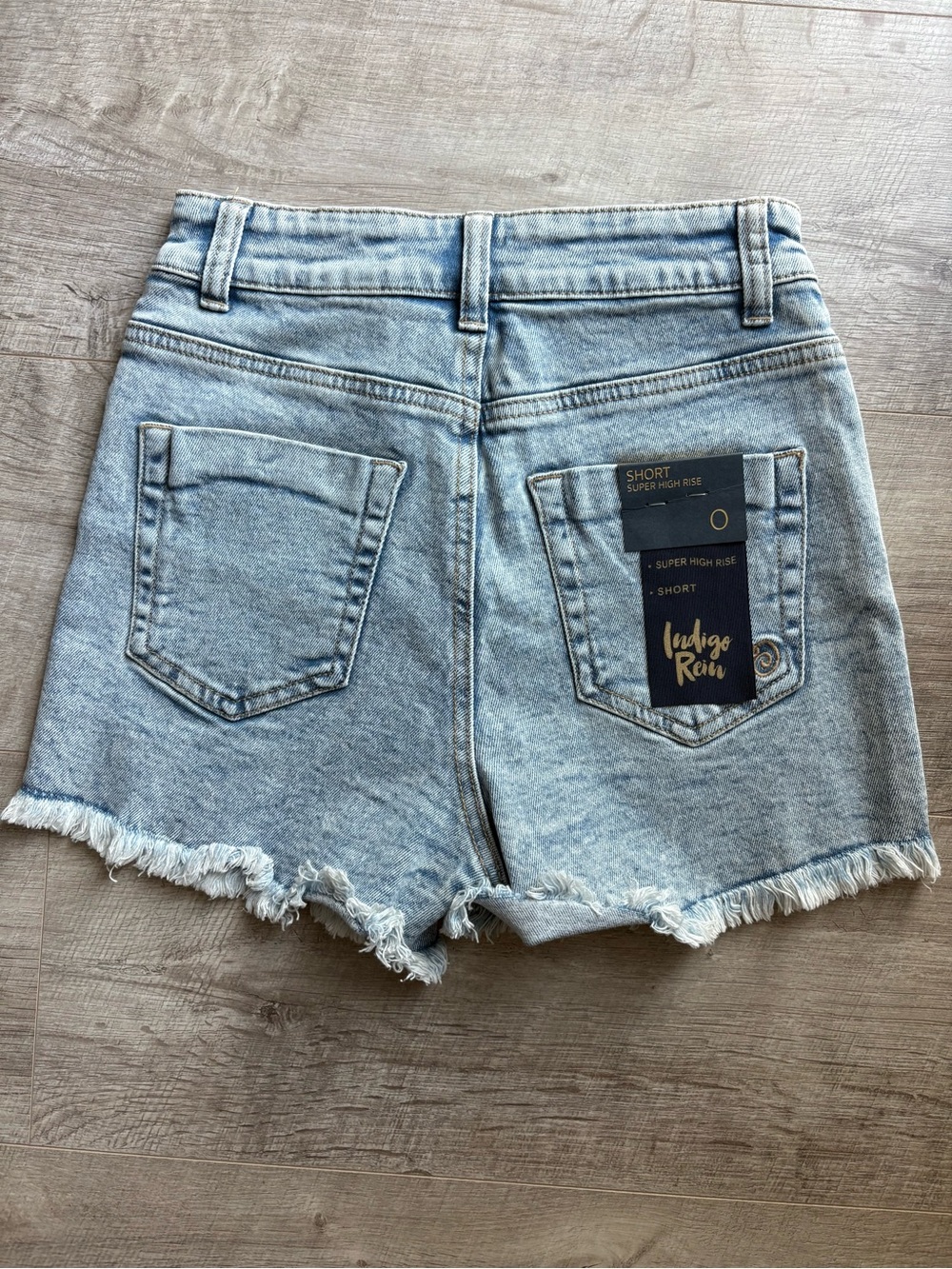 Indigo Rein Light Wash Frayed Hem Denim Shorts - Picture 2 of 3